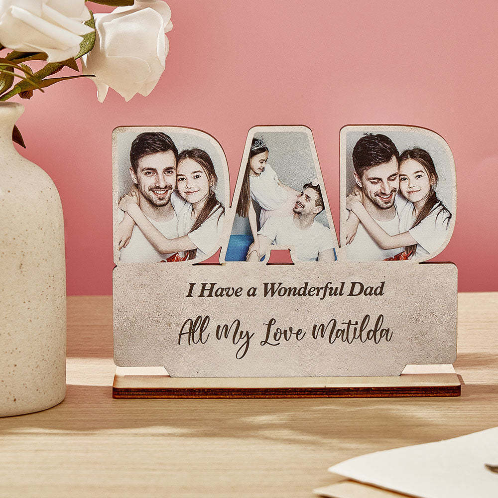 Personalized Dad Wooden Plaque Custom Photo Dad Plaque Ornament Father's Day Gift for Dad - Get Photo Blanket