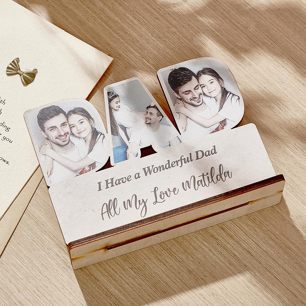 Personalized Dad Wooden Plaque Custom Photo Dad Plaque Ornament Father's Day Gift for Dad - Get Photo Blanket