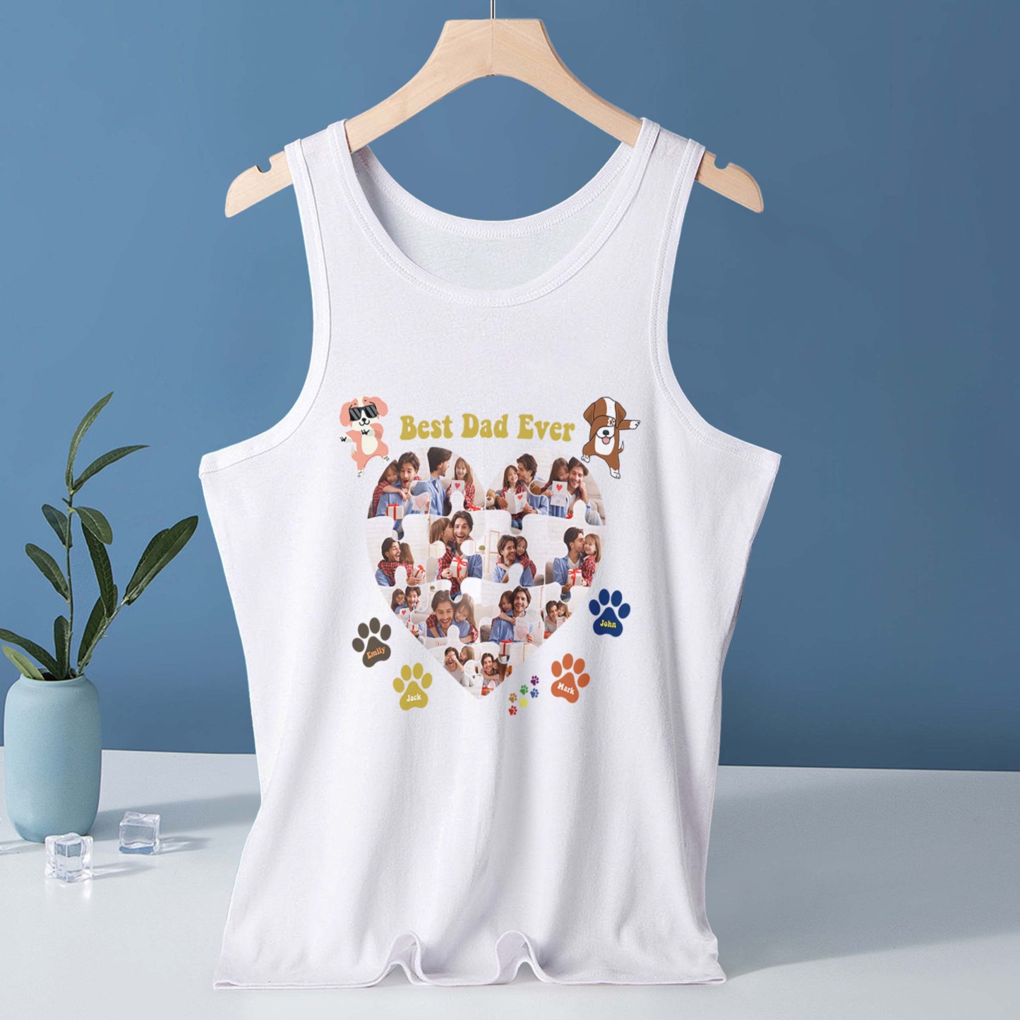 Custom Tank Top for Dog Dads, Best Dad Ever Shirt, Father's Day/Birthday Gifts for Dad Graphic Tee for Summer