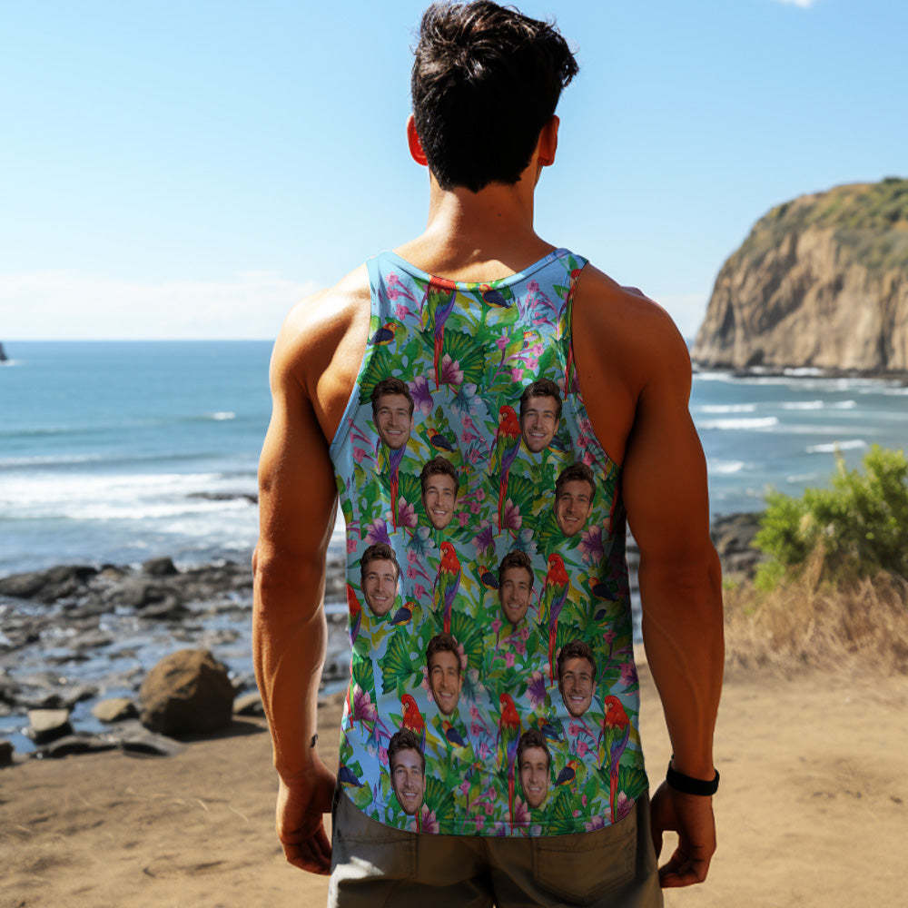 Custom Face Tank Tops Men's Sleeveless Shirt Parrot - MyHawaiianShirts
