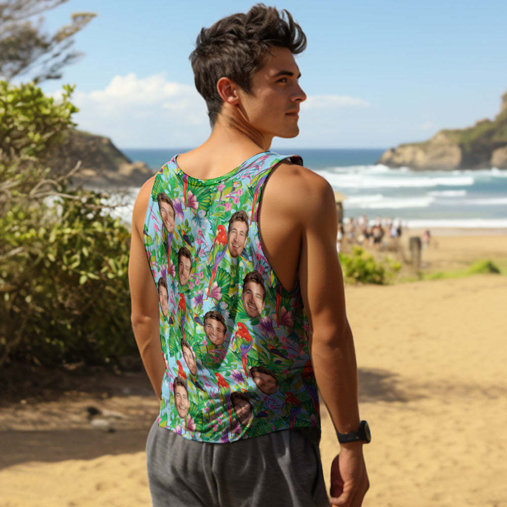 Custom Face Tank Tops Men's Sleeveless Shirt Parrot - MyHawaiianShirts