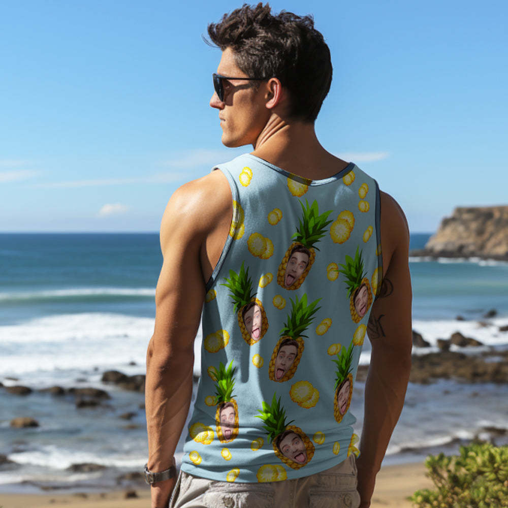 Custom Thick Face Tank Tops Men's Sleeveless Shirt Big Pineapple - MyHawaiianShirts