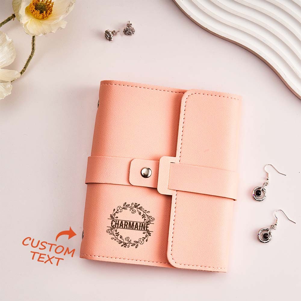 Custom Engraved Earring Storage Bag Multifunctional Personalized Travel Jewelry Organizer Gift for Her - Get Photo Blanket