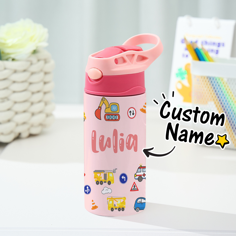 Custom Name Printed Kids Cute Water Bottle - Personalized Back To School Gifts For Kids - Get Photo Blanket