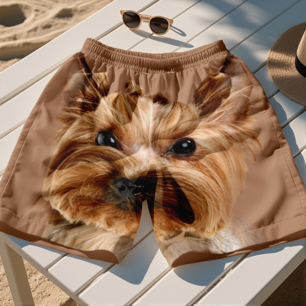 Custom Dog Face Funny Beach Trunks Men's Boxer Briefs - Get Photo Blanket