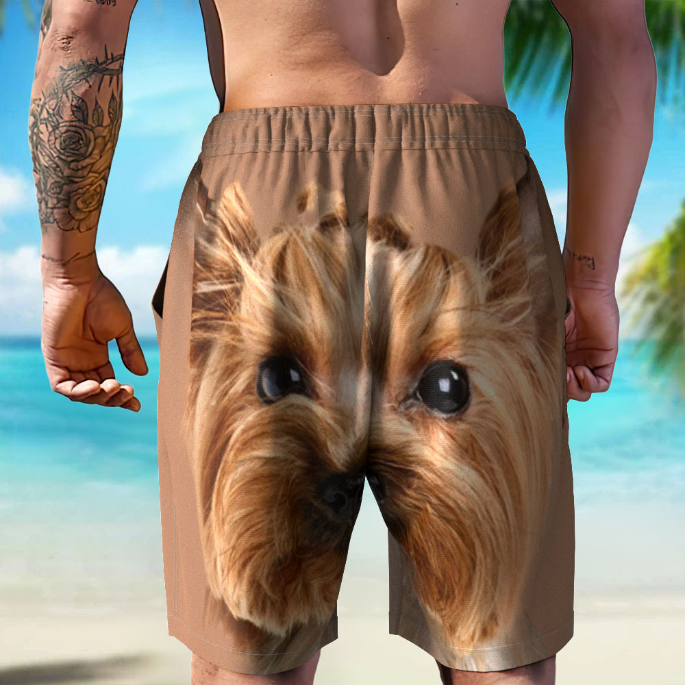 Custom Dog Face Funny Beach Trunks Men's Boxer Briefs - Get Photo Blanket