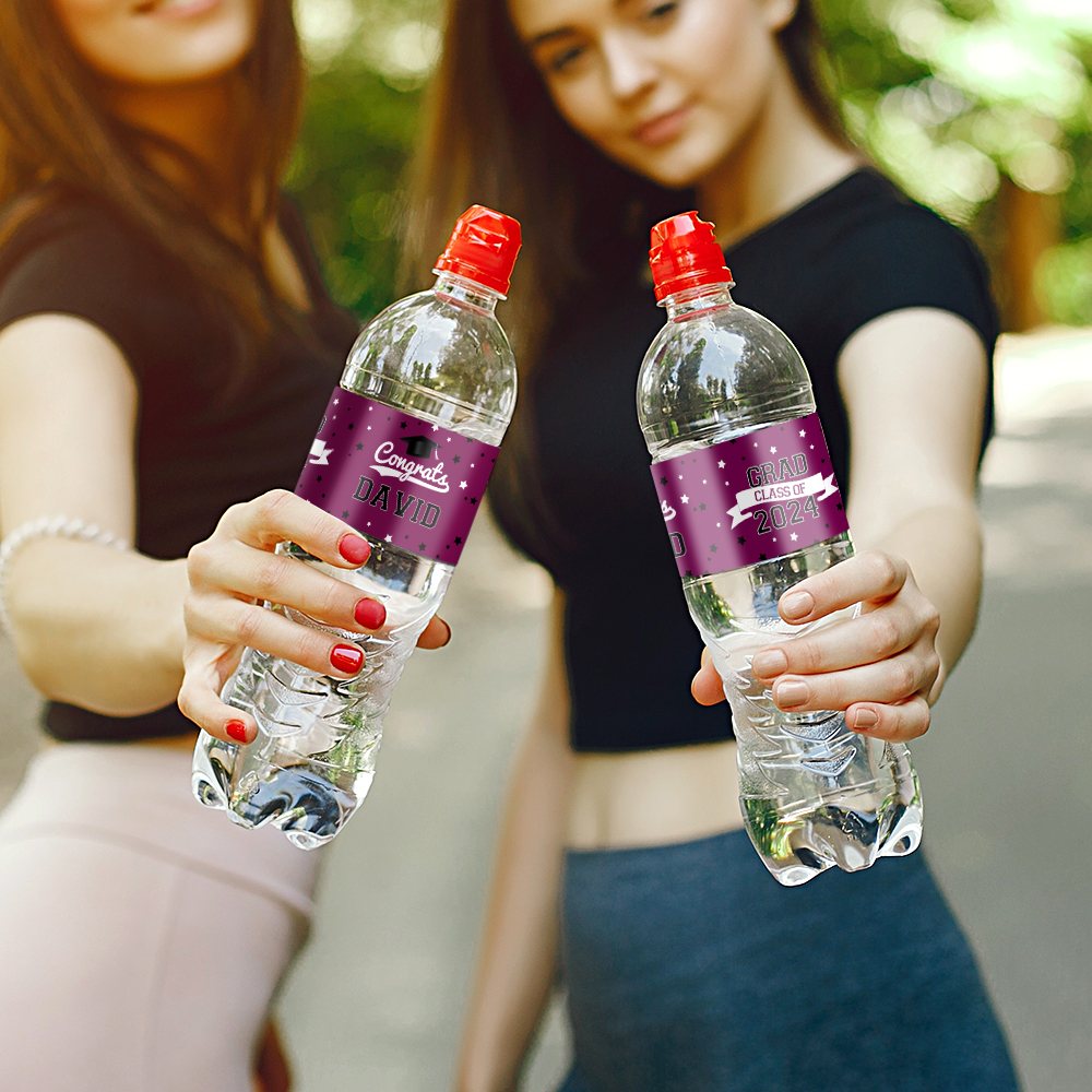 Personalized Class of 2024 Waterproof Graduation Water Bottle Labels Stickers with Name Set of 20 Gift for Graduates