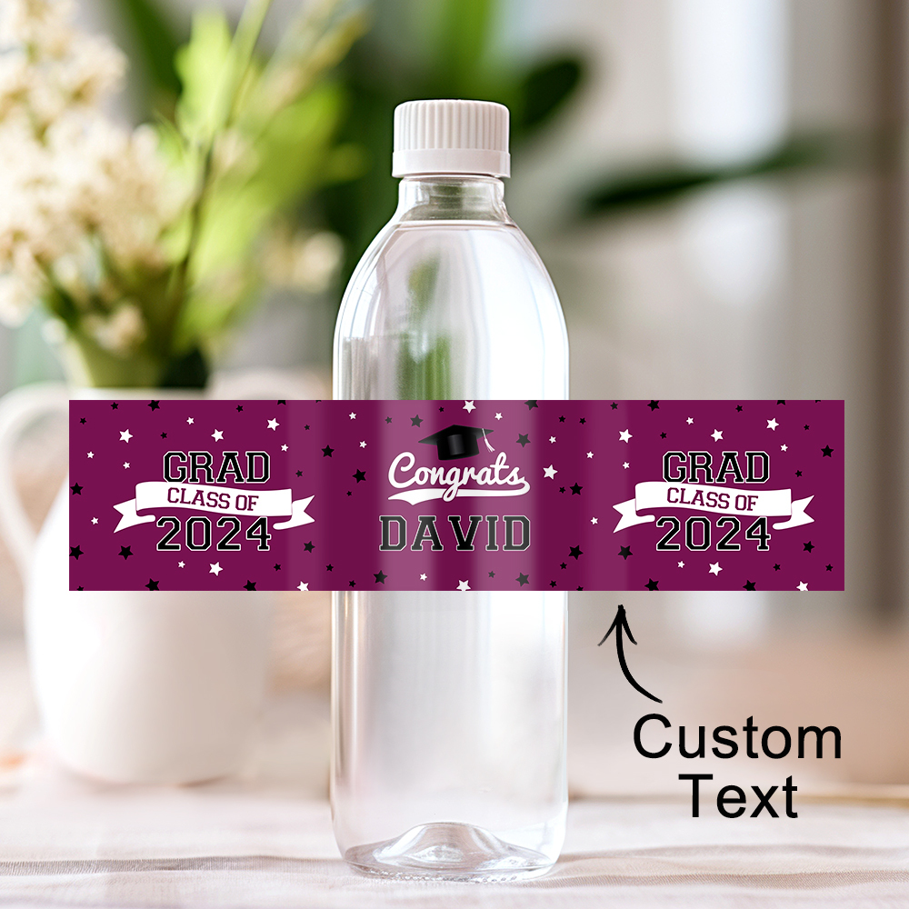 Personalized Class of 2024 Waterproof Graduation Water Bottle Labels Stickers with Name Set of 20 Gift for Graduates