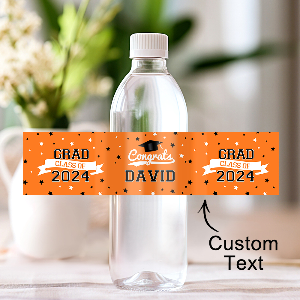 Personalized Class of 2024 Waterproof Graduation Water Bottle Labels Stickers with Name Set of 20 Gift for Graduates