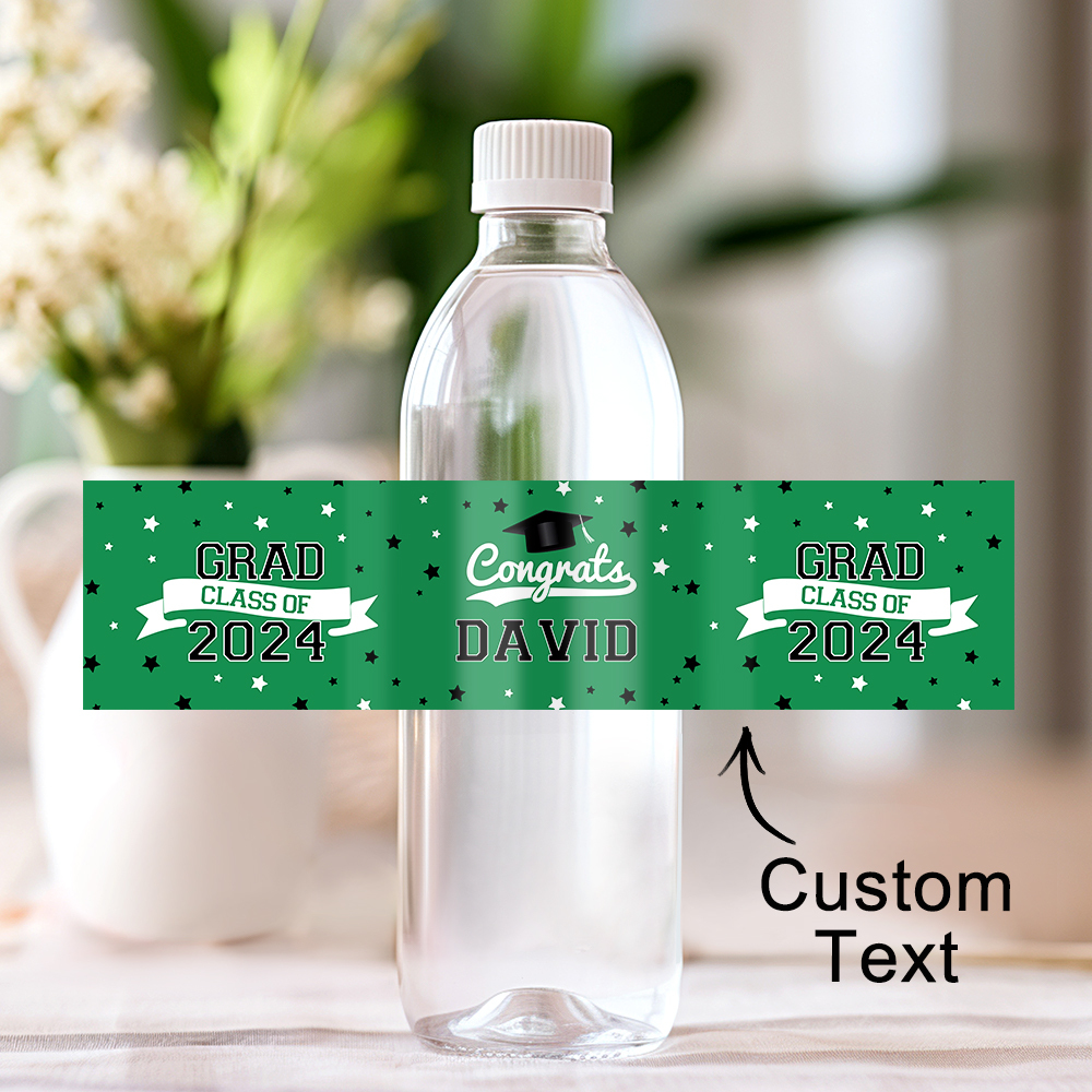 Personalized Class of 2024 Waterproof Graduation Water Bottle Labels Stickers with Name Set of 20 Gift for Graduates