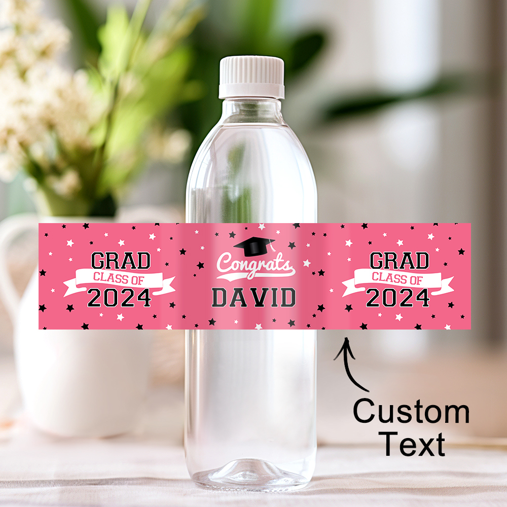 Personalized Class of 2024 Waterproof Graduation Water Bottle Labels Stickers with Name Set of 20 Gift for Graduates