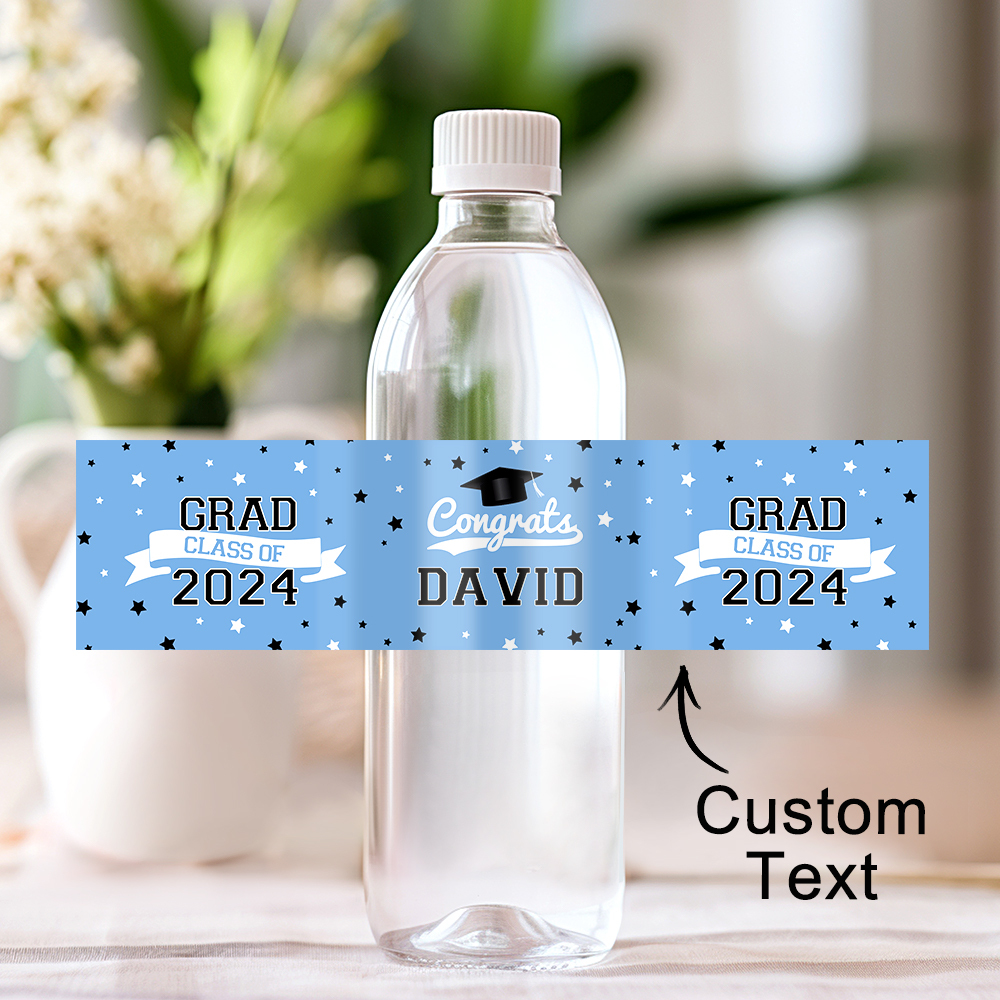 Personalized Class of 2024 Waterproof Graduation Water Bottle Labels Stickers with Name Set of 20 Gift for Graduates