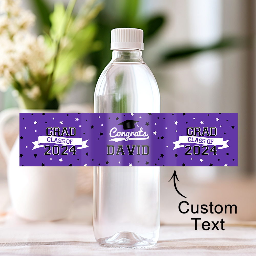 Personalized Class of 2024 Waterproof Graduation Water Bottle Labels Stickers with Name Set of 20 Gift for Graduates