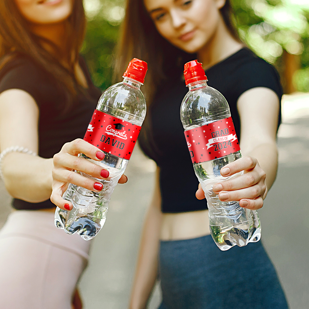 Personalized Class of 2024 Waterproof Graduation Water Bottle Labels Stickers with Name Set of 20 Gift for Graduates