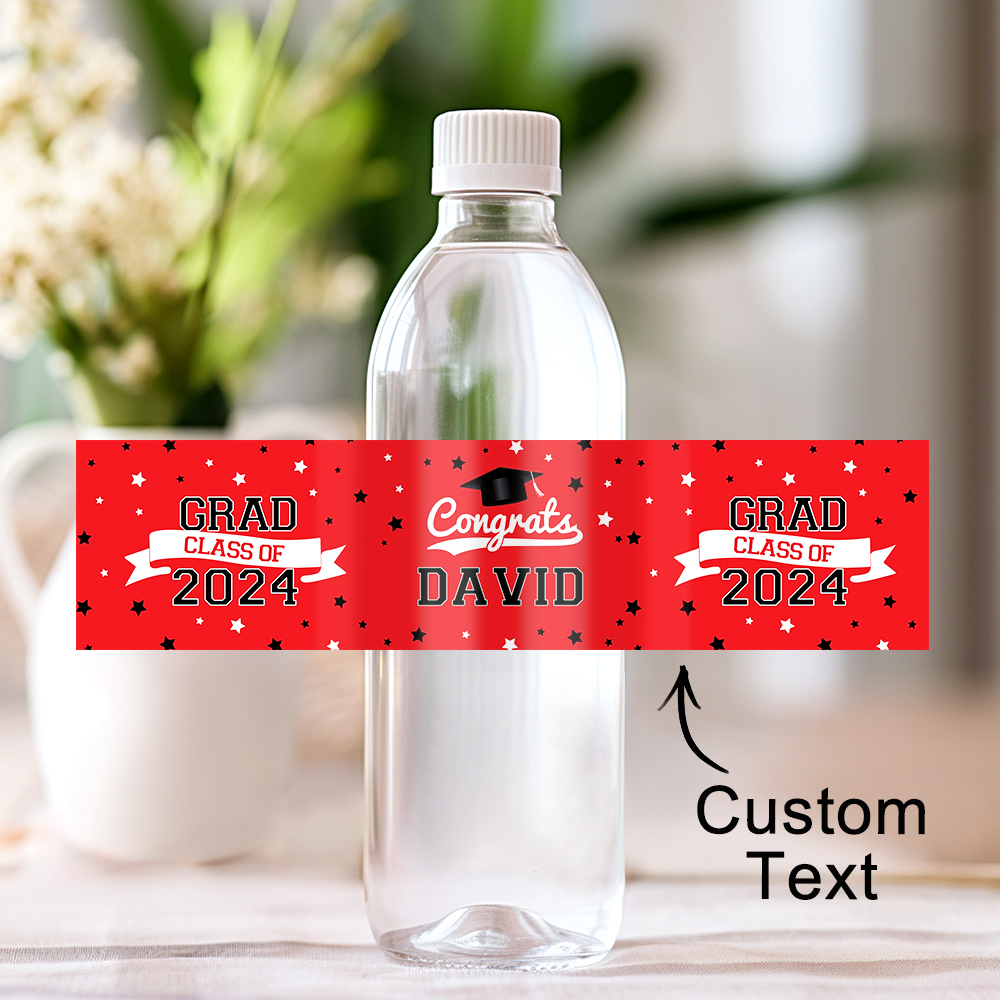 Personalized Class of 2024 Waterproof Graduation Water Bottle Labels Stickers with Name Set of 20 Gift for Graduates