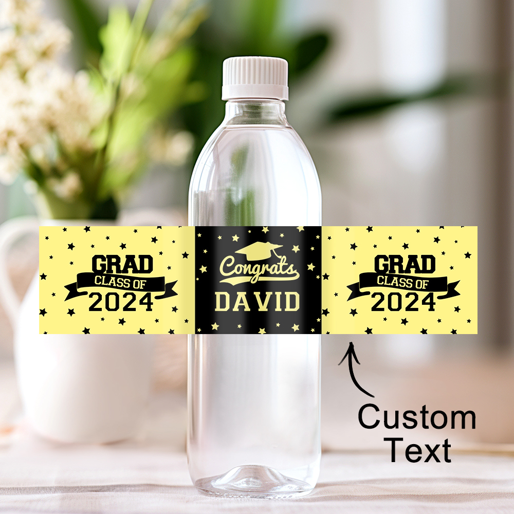 Personalized Class of 2024 Waterproof Graduation Water Bottle Labels Stickers with Name Set of 20 Gift for Graduates