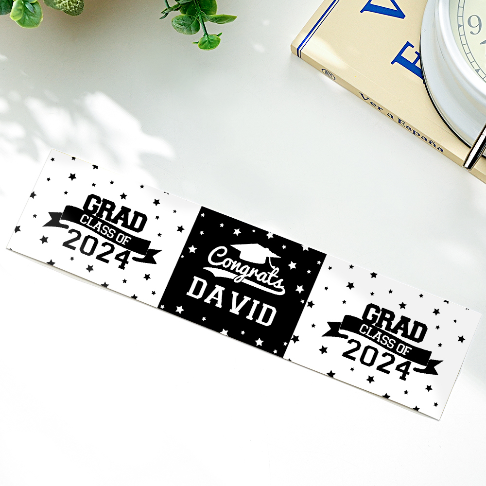 Personalized Class of 2024 Waterproof Graduation Water Bottle Labels Stickers with Name Set of 20 Gift for Graduates