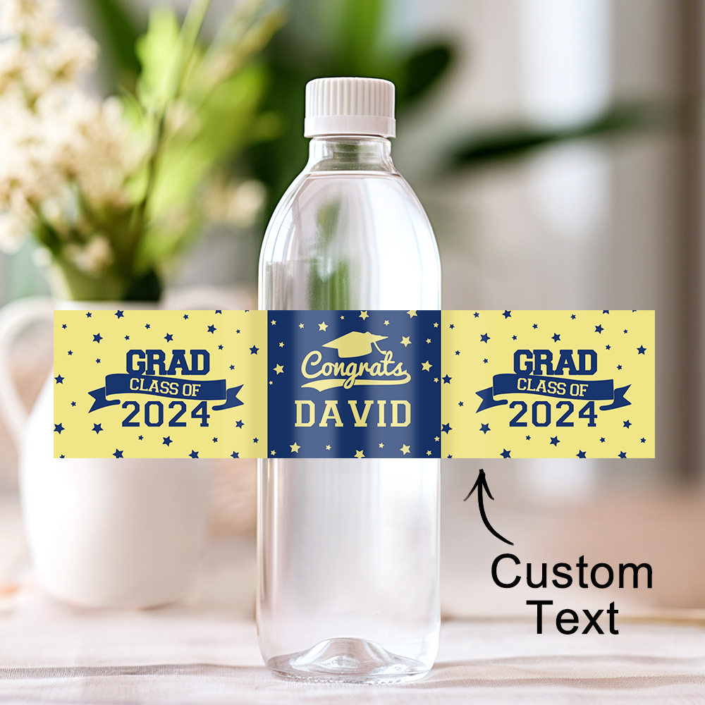 Personalized Class of 2024 Waterproof Graduation Water Bottle Labels Stickers with Name Set of 20 Gift for Graduates