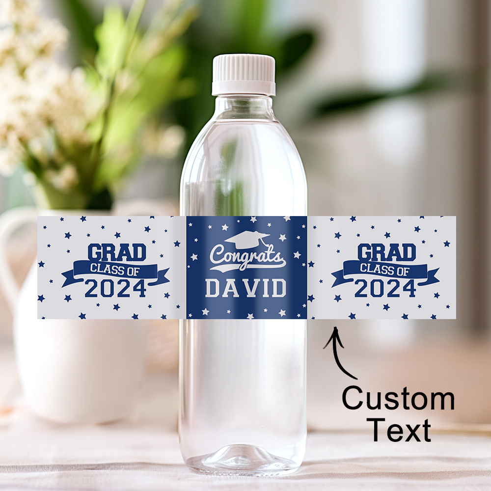 Personalized Class of 2024 Waterproof Graduation Water Bottle Labels Stickers with Name Set of 20 Gift for Graduates
