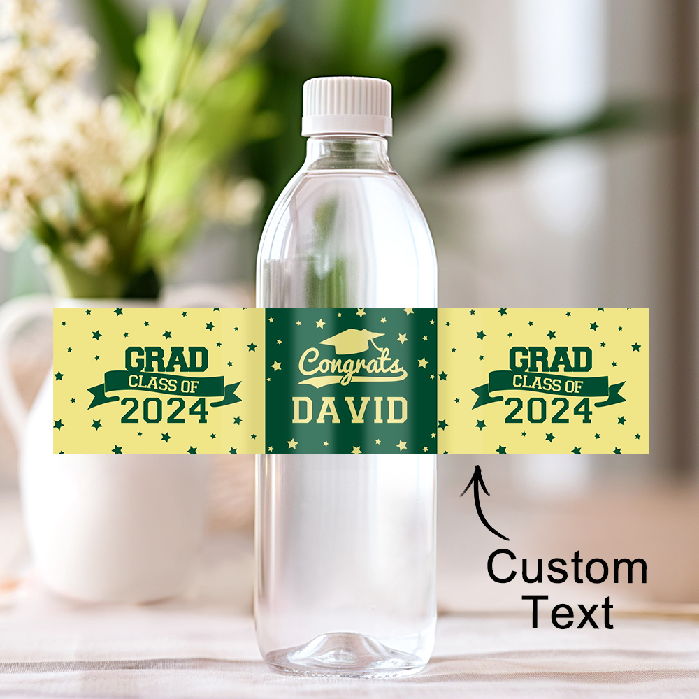Personalized Class of 2024 Waterproof Graduation Water Bottle Labels Stickers with Name Set of 20 Gift for Graduates
