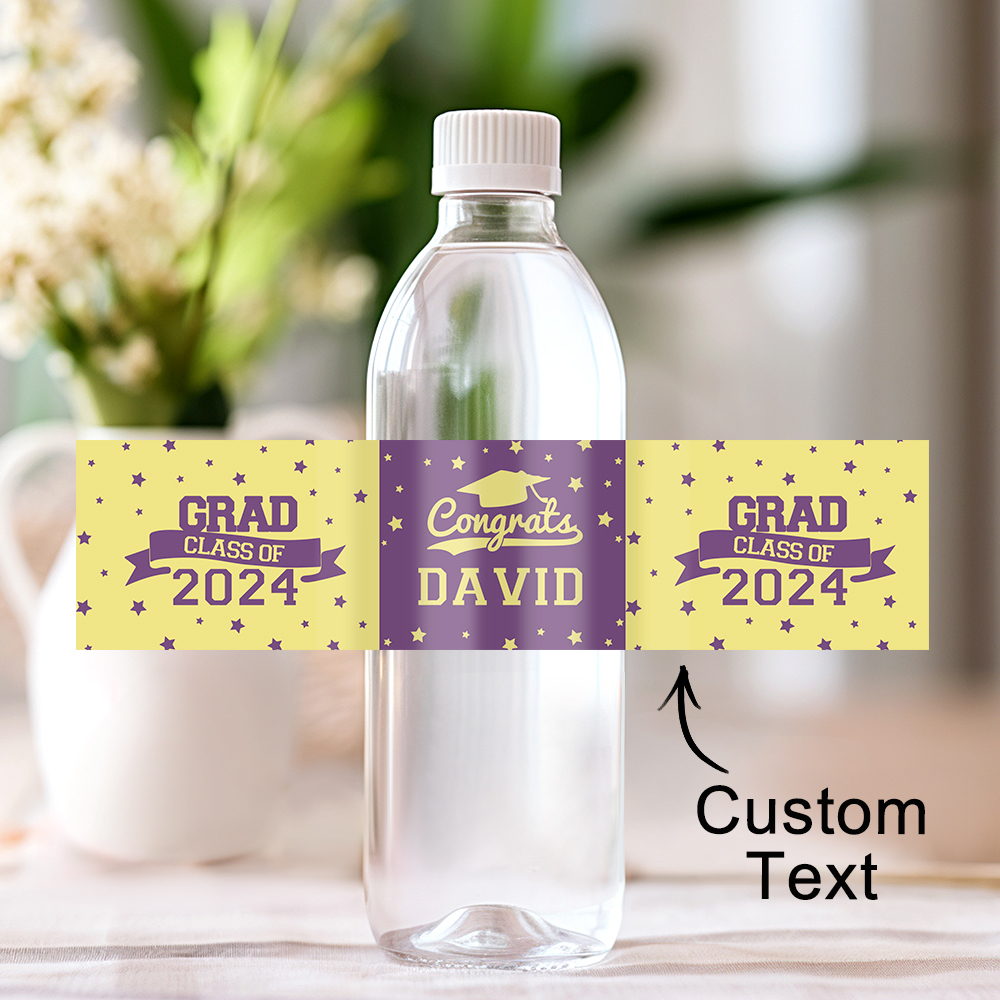 Personalized Class of 2024 Waterproof Graduation Water Bottle Labels Stickers with Name Set of 20 Gift for Graduates