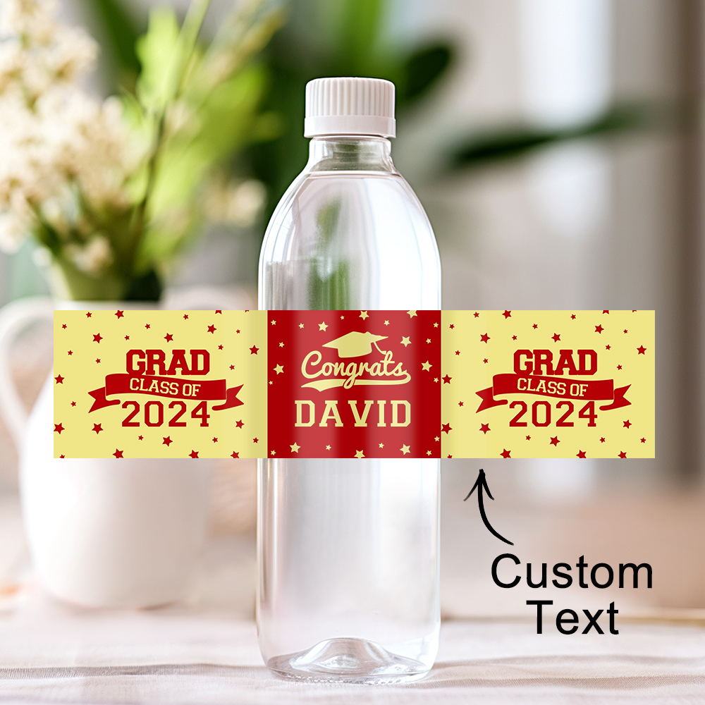 Personalized Class of 2024 Waterproof Graduation Water Bottle Labels Stickers with Name Set of 20 Gift for Graduates