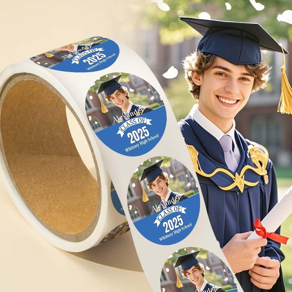 Custom Photo And School Name Class Of 2025 Graduation Roll Sticker