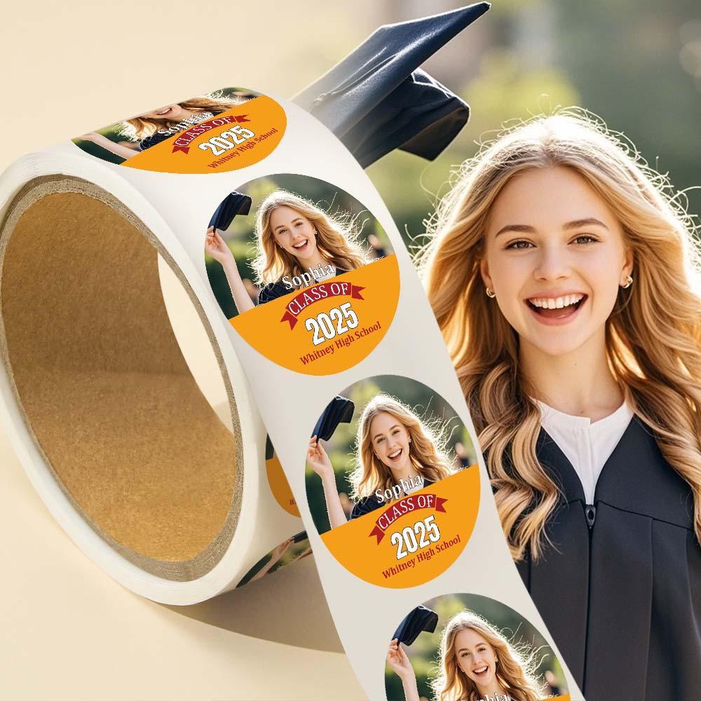 Custom Photo And School Name Class Of 2025 Graduation Roll Sticker