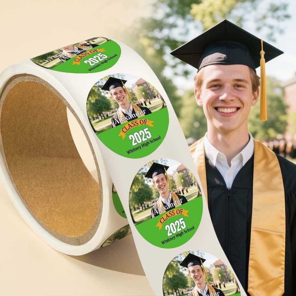 Custom Photo And School Name Class Of 2025 Graduation Roll Sticker