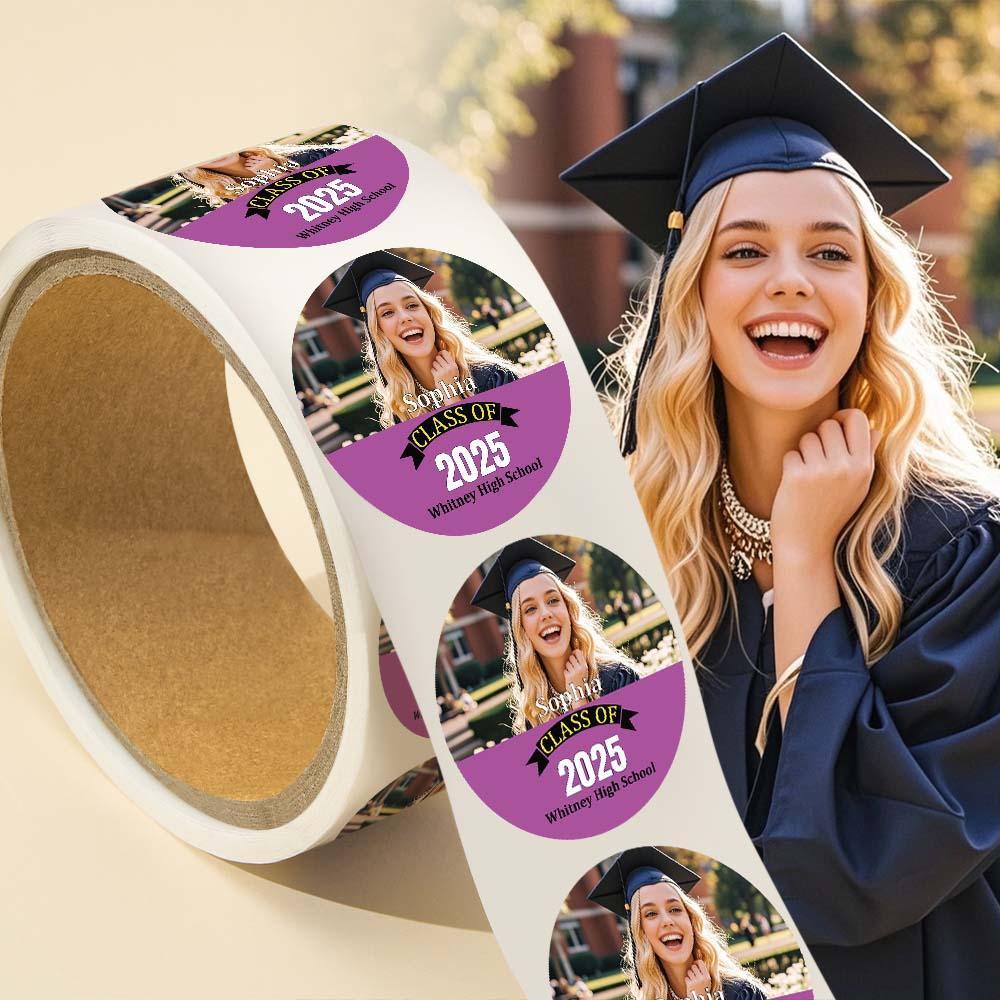 Custom Photo And School Name Class Of 2025 Graduation Roll Sticker