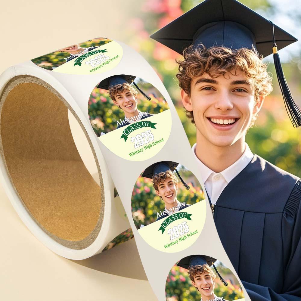 Custom Photo And School Name Class Of 2025 Graduation Roll Sticker