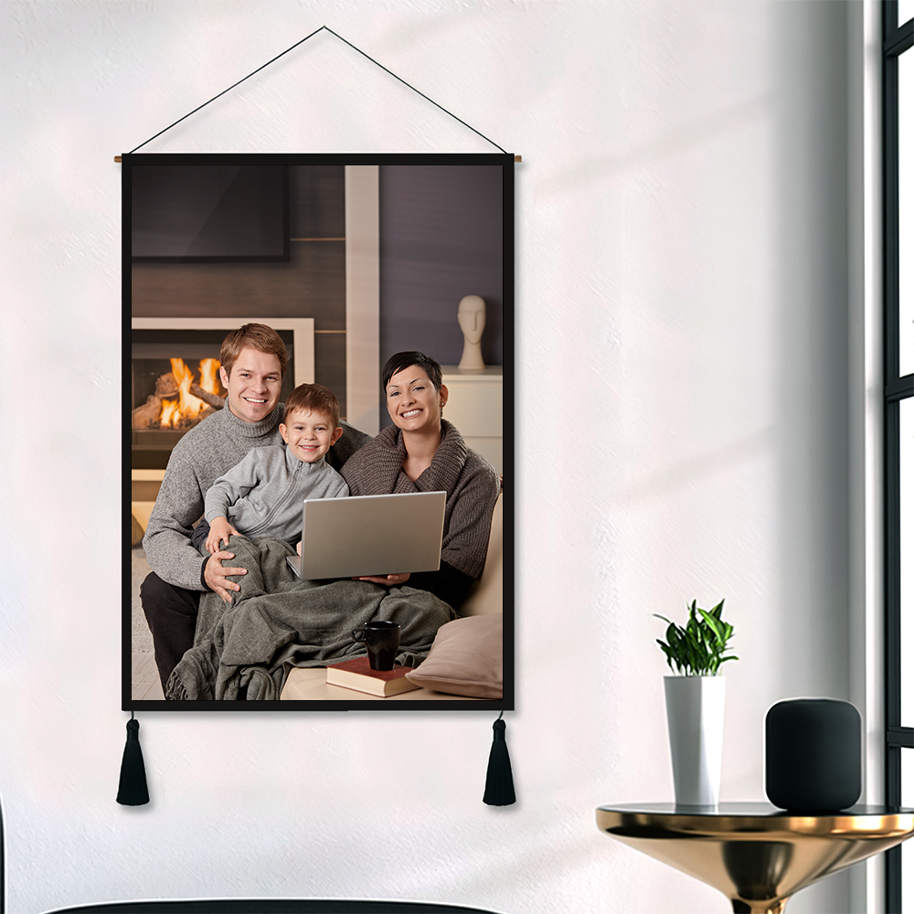 Custom Family Photo Tapestry - Wall Decor Hanging Fabric Painting Hanger Frame Poster