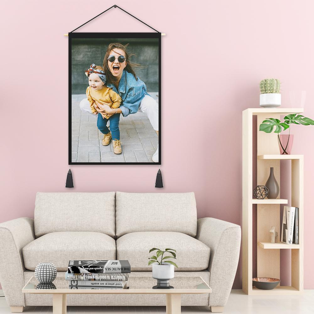 Custom Mother and Daughter Photo Tapestry - Wall Decor Hanging Fabric Painting Hanger Frame Poster