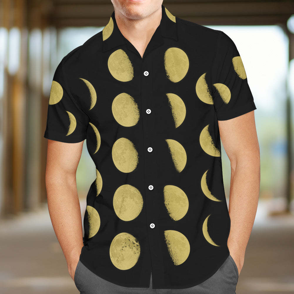 Custom Moon Phase Hawaiian Shirt For Men All Over Print Personalized Shirt - Get Photo Blanket