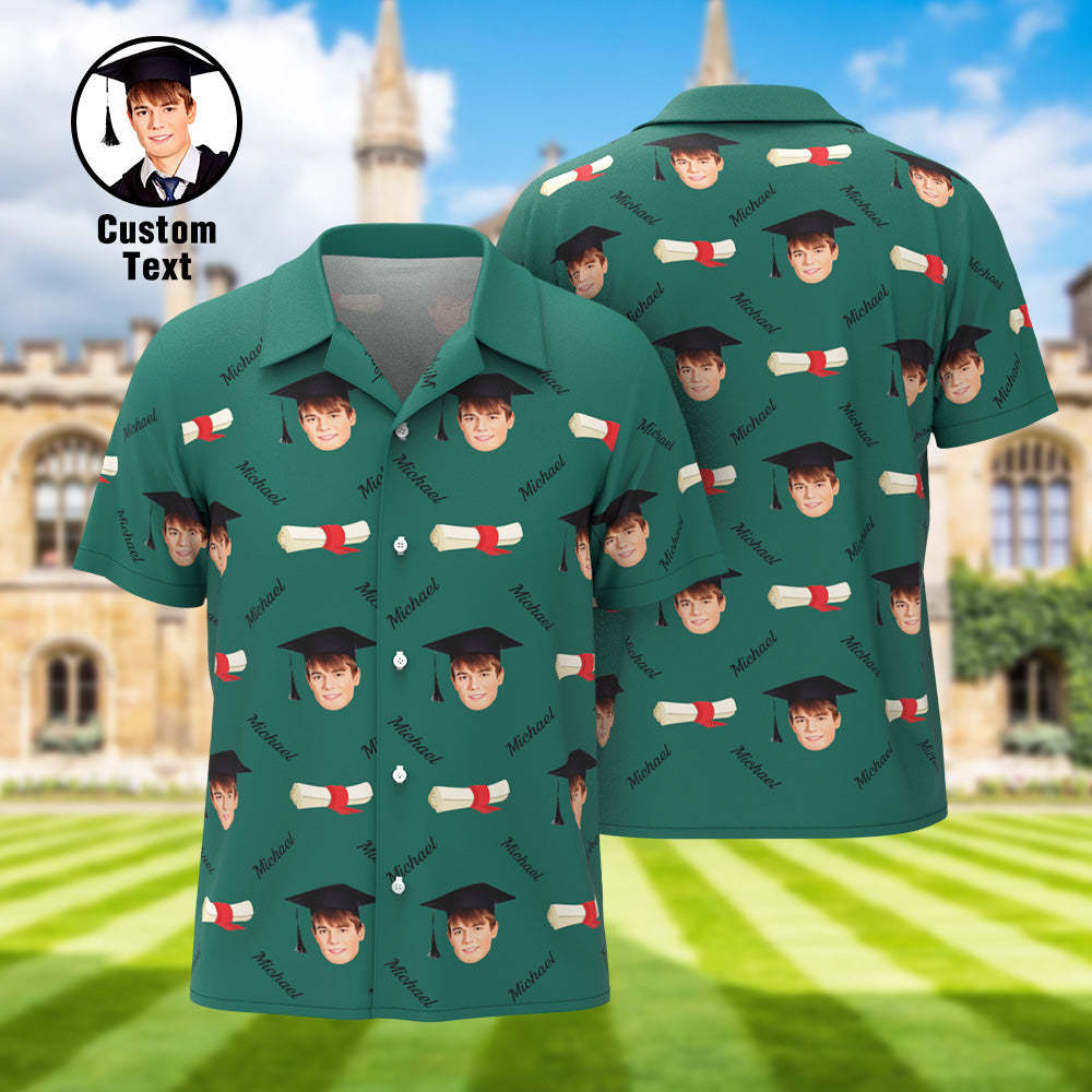 Custom Graduation Hawaiian Shirt with Face and Name Personalized Graduation Party Men's Aloha Shirts - MyHawaiianShirts