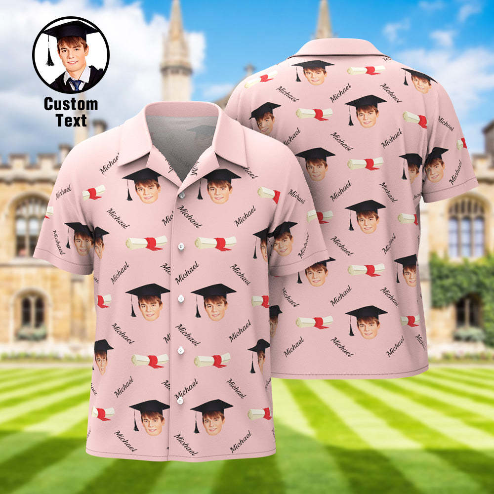 Custom Graduation Hawaiian Shirt with Face and Name Personalized Graduation Party Men's Aloha Shirts - MyHawaiianShirts