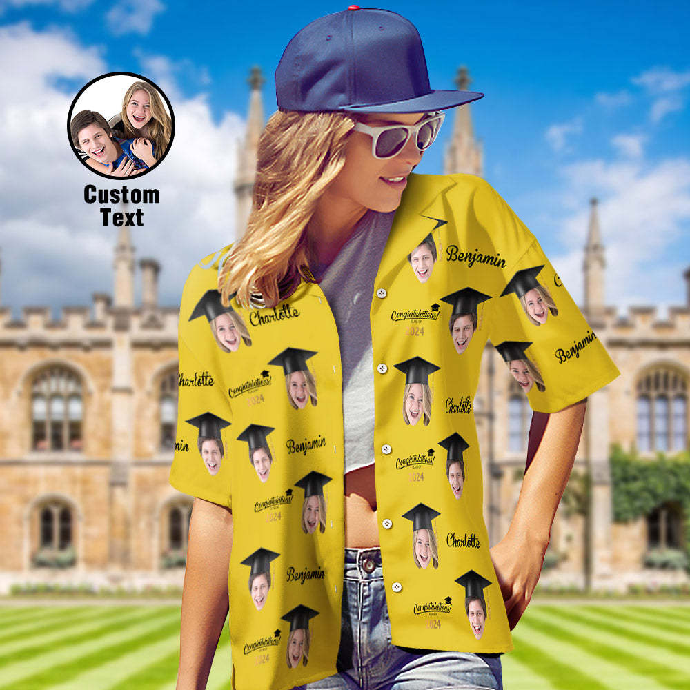 Custom Women's Hawaiian Shirt Personalized Face Aloha Shirts for Graduation Party - MyHawaiianShirts