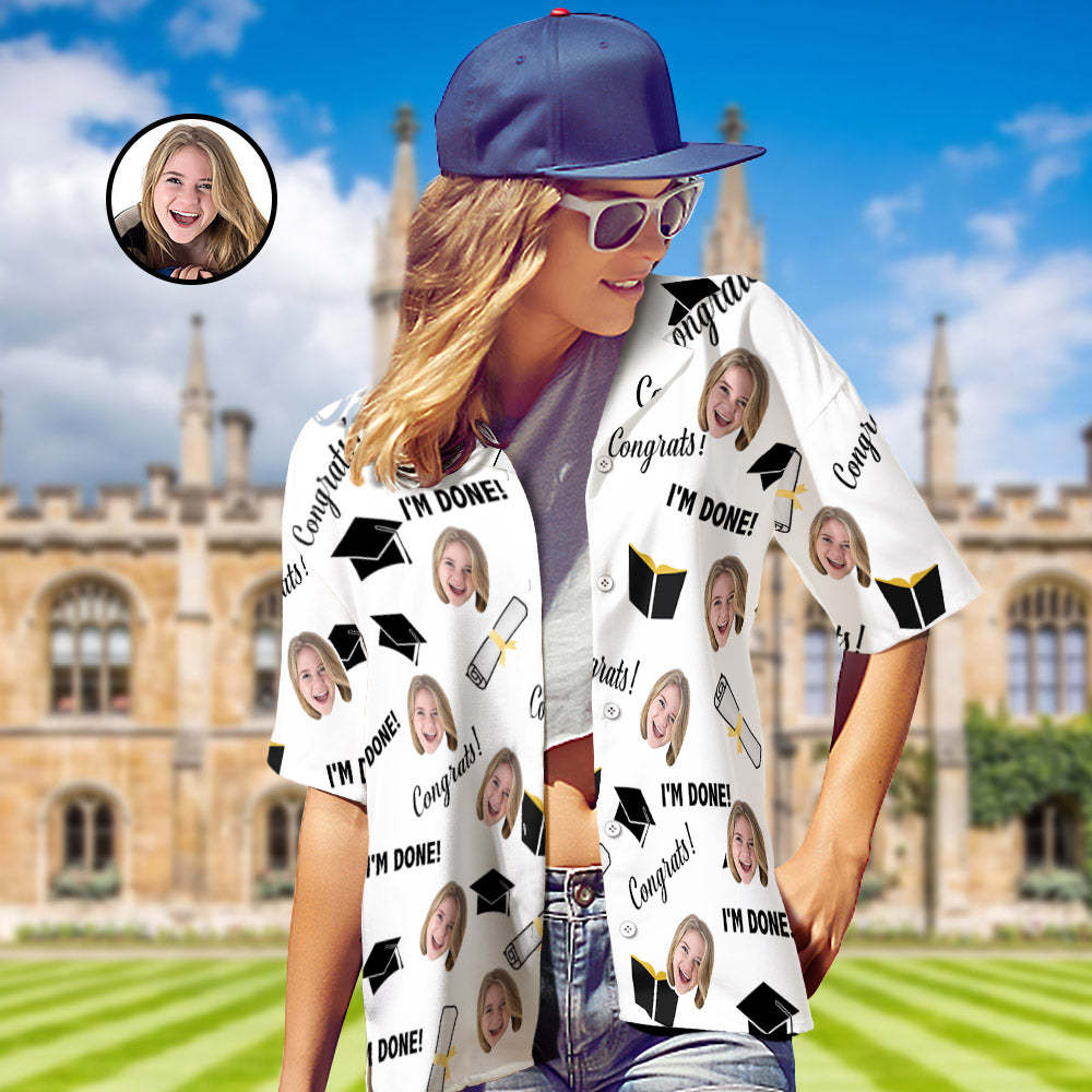 Custom Face Hawaiian Shirt Personalized Name Graduation Women's Aloha Shirts - MyHawaiianShirts
