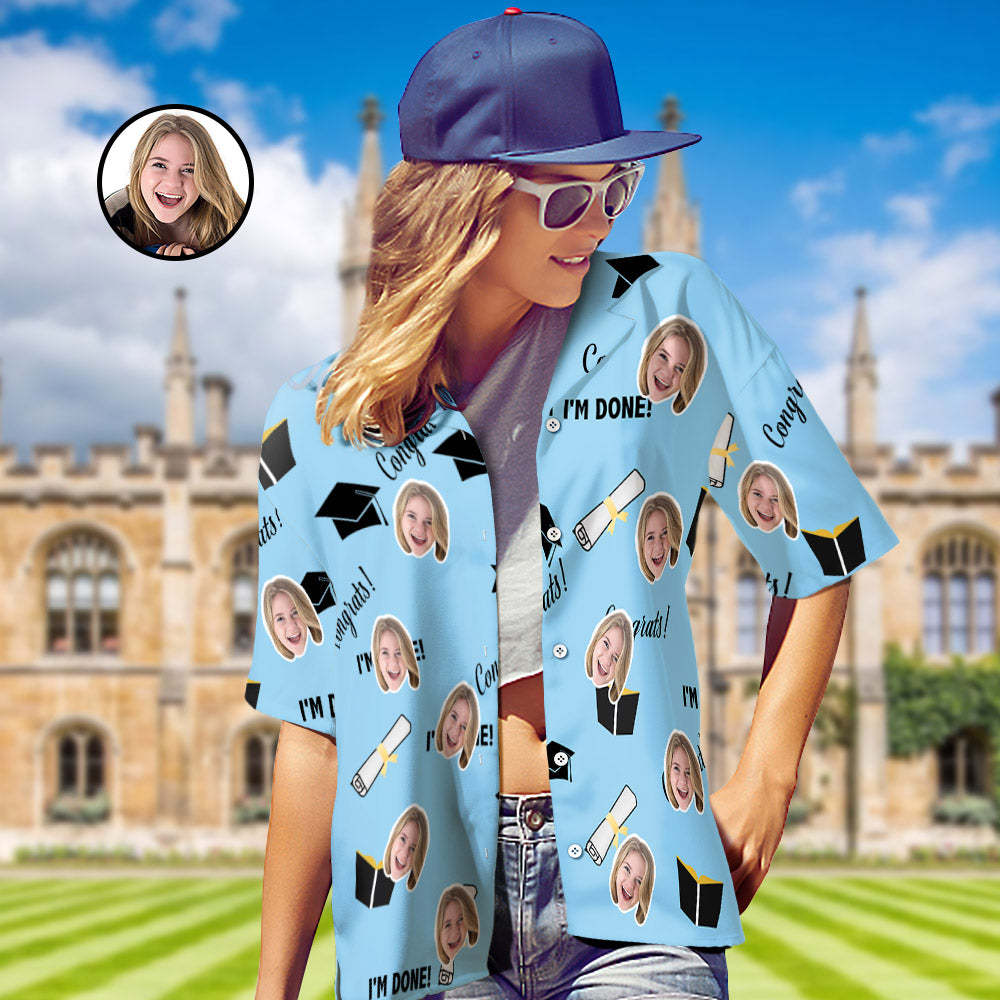 Custom Face Hawaiian Shirt Personalized Name Graduation Women's Aloha Shirts - MyHawaiianShirts