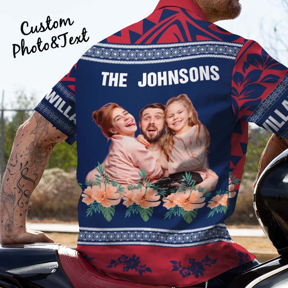 Custom Famliy Aloha Shirt Personalized Hibiscus Tropical Hawaiian Shirts For Men - Get Photo Blanket