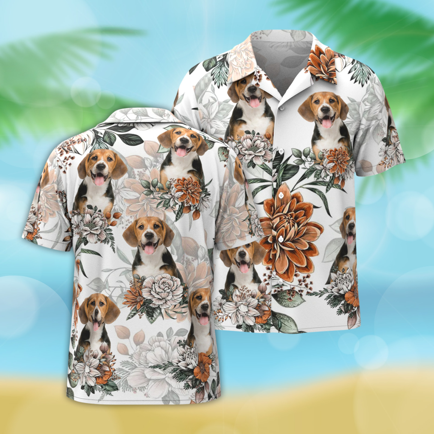 Custom Hawaiian Shirt With Pet Face Personalized Rose Hawaiian Shirt All Over Print Hawaiian Shirt For Men - Get Photo Blanket