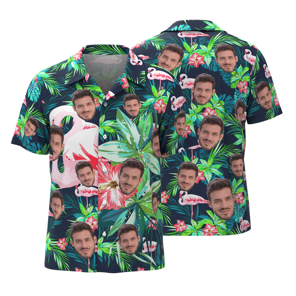 Custom Hawaiian Vintage Shirts Face Button-down Shirts With Hawaiian Style Pattern - Get Photo Blanket