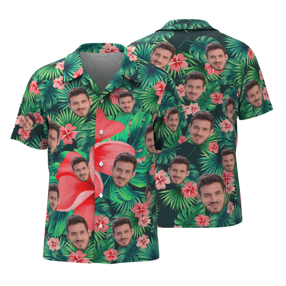 Custom Hawaiian Vintage Shirts Face Button-down Shirts With Hawaiian Style Pattern - Get Photo Blanket