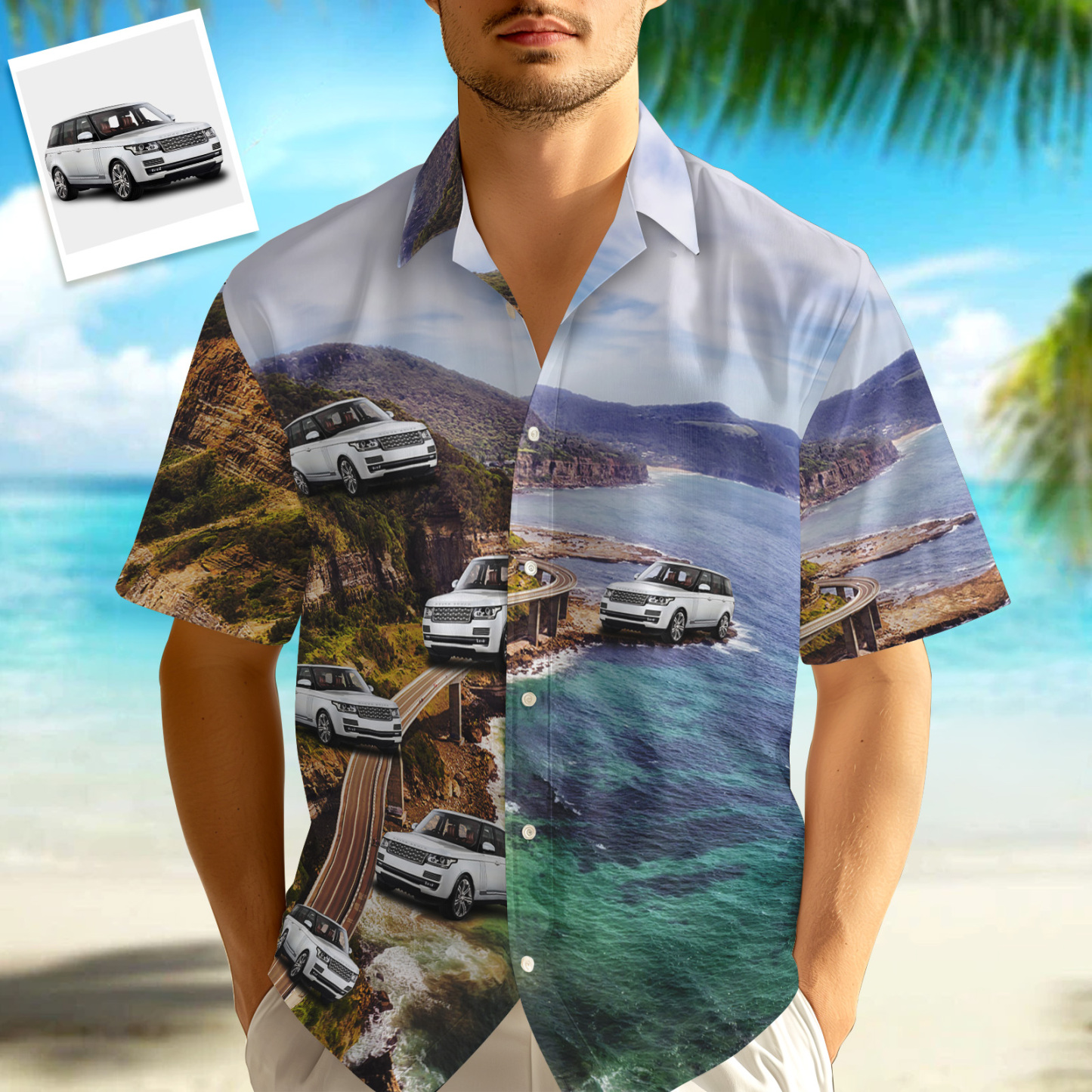Upload Car/Motorcycle Photo Custom Hawaiian Shirts - Highway Driving Shirt For Him - Get Photo Blanket