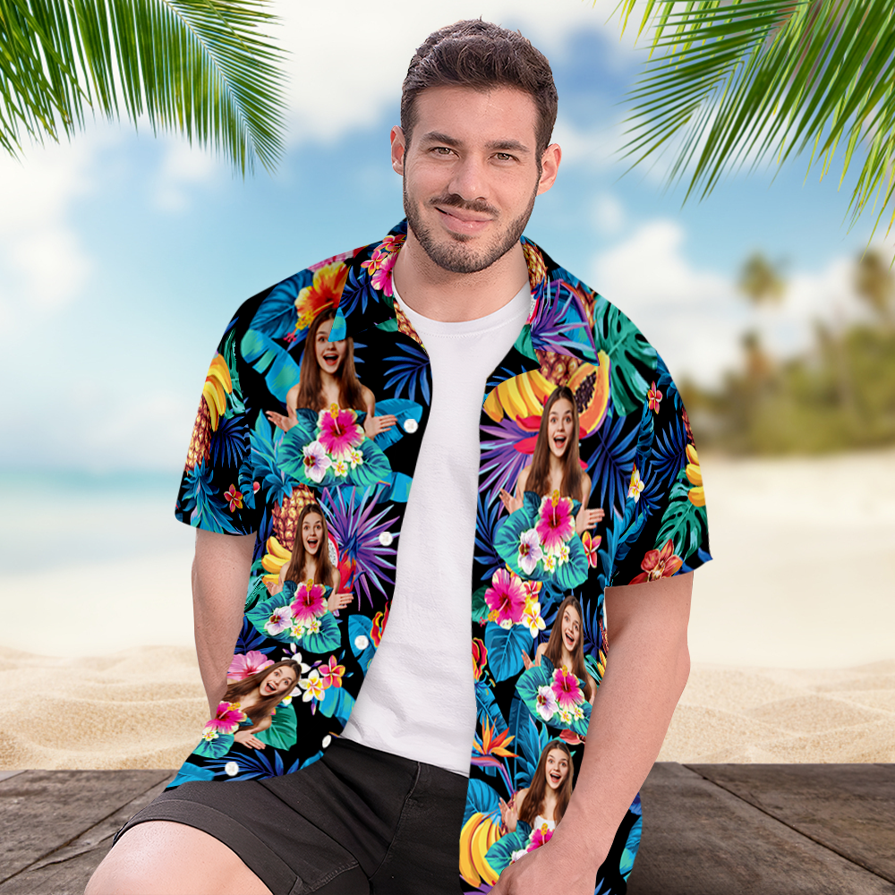 Custom Photo Funny Family Pet Tropical Personalized Custom Hawaiian Shirt - Get Photo Blanket
