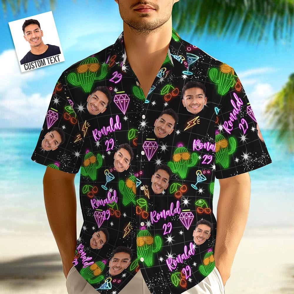Personalized Birthday Neon Shirt - Get Photo Blanket