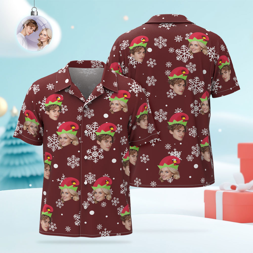 Custom Christmas Shirt with Face, Custom Face Shirt, Christmas Shirt Family, Xmas Shirt, Custom Picture Hawaiian Shirt for Bachelor Party - Get Photo Blanket