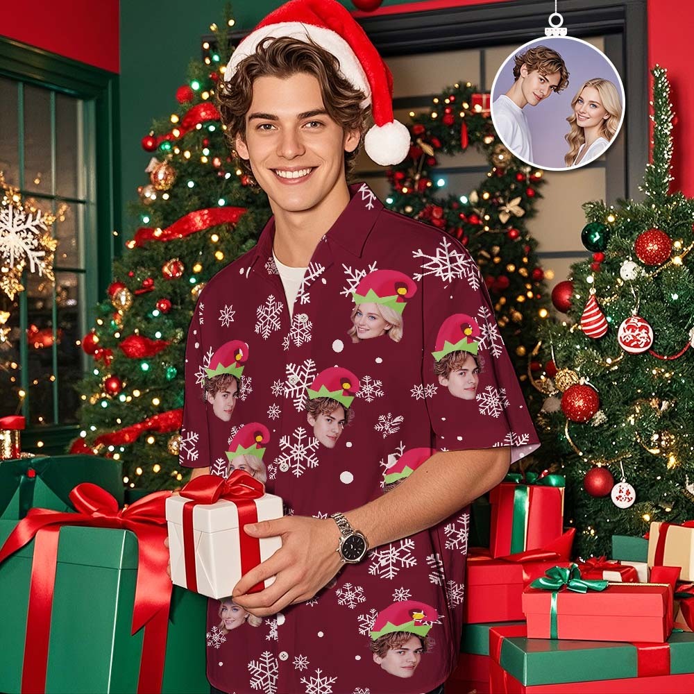 Custom Christmas Shirt with Face, Custom Face Shirt, Christmas Shirt Family, Xmas Shirt, Custom Picture Hawaiian Shirt for Bachelor Party - Get Photo Blanket