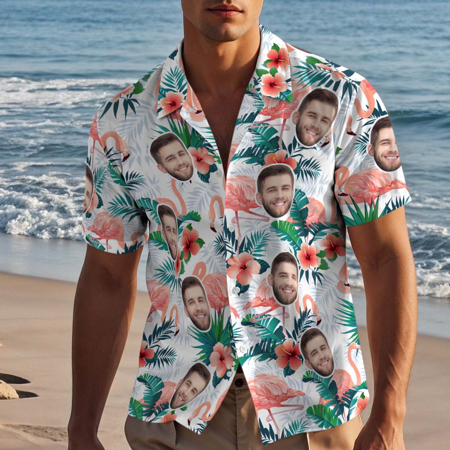 Custom Hawaiian Shirts Colorful Flamingo Aloha Beach Shirt For Men - Get Photo Blanket