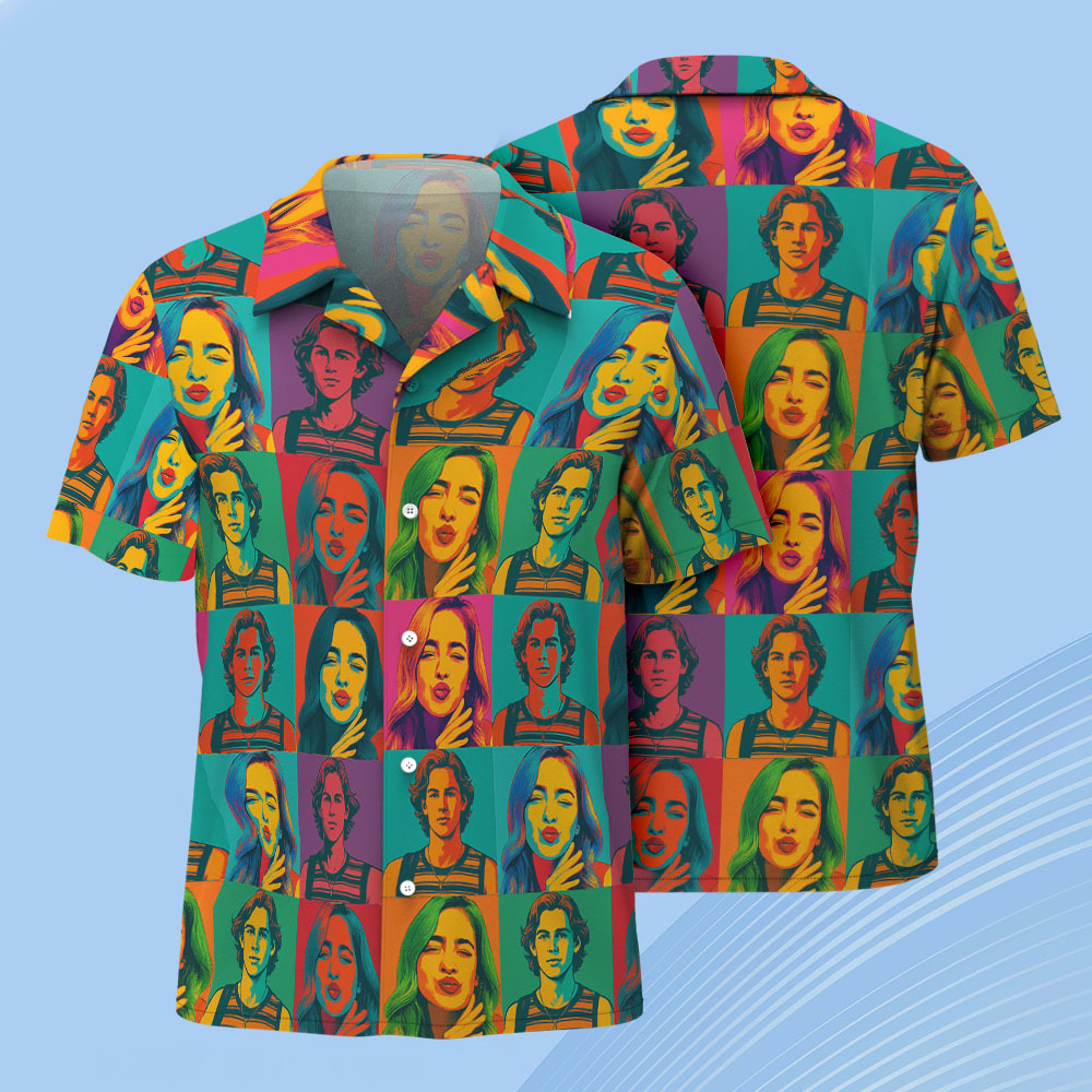 Pop Art Custom Face Hawaiian Shirt Bold Colorful Pattern Fun Personalized Gift - Get Photo Blanket